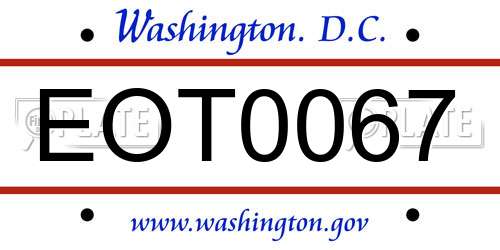 EOT0067 District Of Columbia License Plate