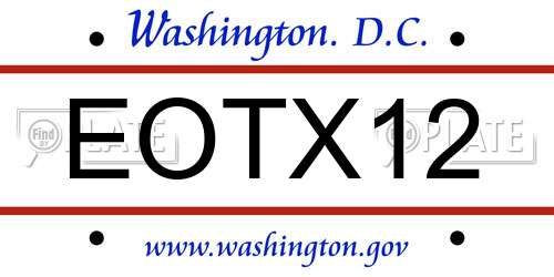 EOTX12 District Of Columbia License Plate