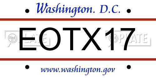 EOTX17 District Of Columbia License Plate