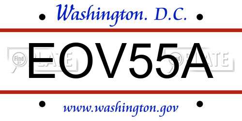 EOV55A District Of Columbia License Plate