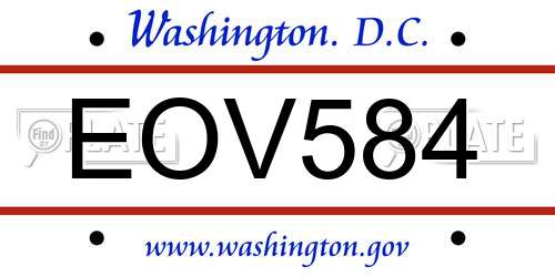 EOV584 District Of Columbia License Plate