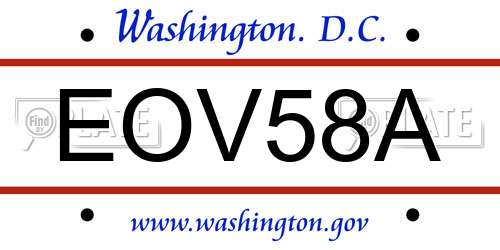 EOV58A District Of Columbia License Plate