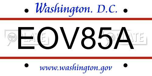 EOV85A District Of Columbia License Plate