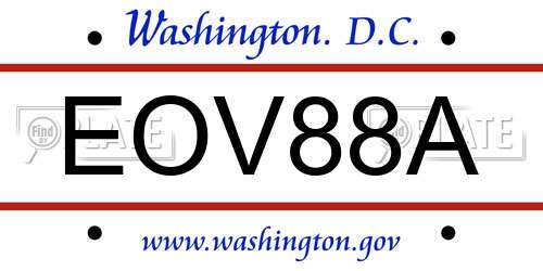 EOV88A District Of Columbia License Plate