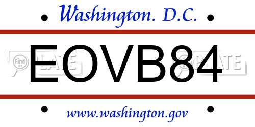 EOVB84 District Of Columbia License Plate