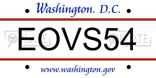 EOVS54 District Of Columbia License Plate
