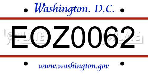 EOZ0062 District Of Columbia License Plate