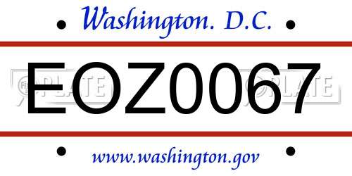EOZ0067 District Of Columbia License Plate