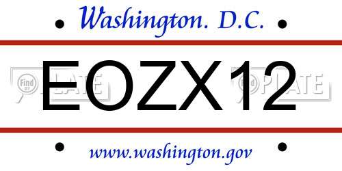 EOZX12 District Of Columbia License Plate