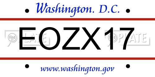 EOZX17 District Of Columbia License Plate