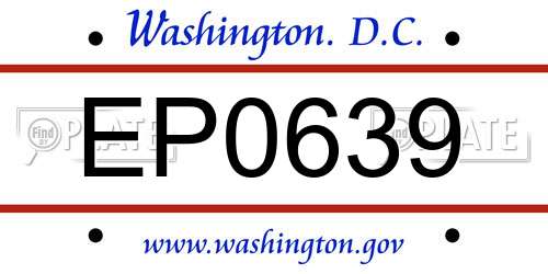 EP0639 District Of Columbia License Plate