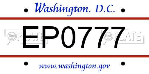 EP0777 District Of Columbia License Plate