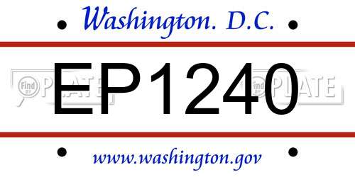 EP1240 District Of Columbia License Plate