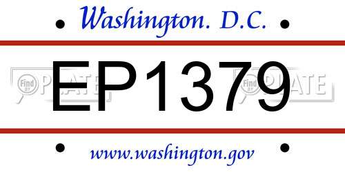 EP1379 District Of Columbia License Plate