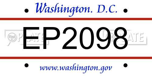 EP2098 District Of Columbia License Plate