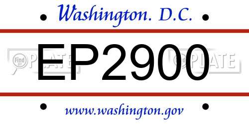 EP2900 District Of Columbia License Plate