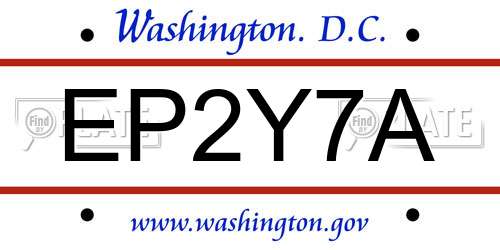 EP2Y7A District Of Columbia License Plate