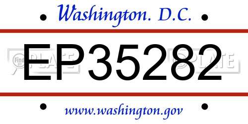 EP35282 District Of Columbia License Plate