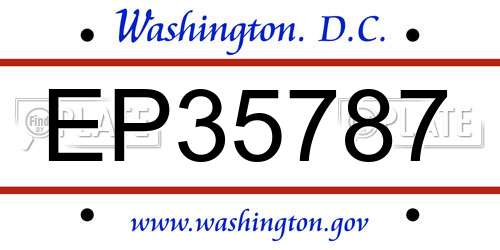 EP35787 District Of Columbia License Plate