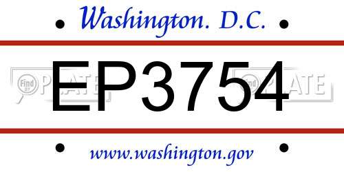 EP3754 District Of Columbia License Plate