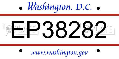 EP38282 District Of Columbia License Plate