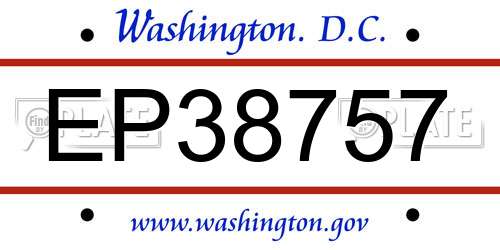 EP38757 District Of Columbia License Plate