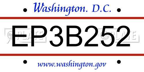 EP3B252 District Of Columbia License Plate