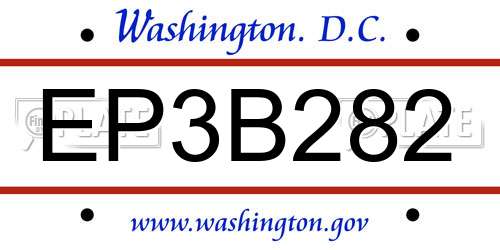 EP3B282 District Of Columbia License Plate