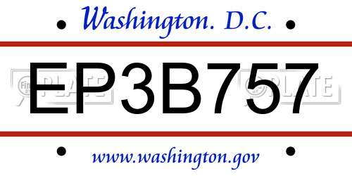 EP3B757 District Of Columbia License Plate