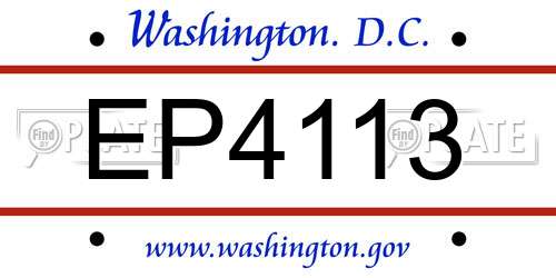EP4113 District Of Columbia License Plate