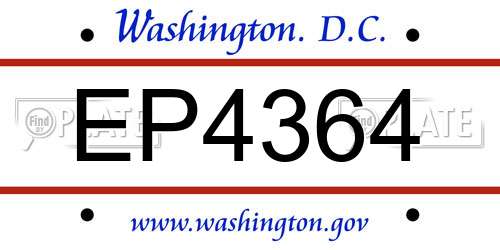 EP4364 District Of Columbia License Plate