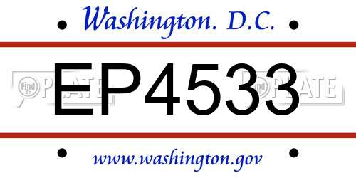 EP4533 District Of Columbia License Plate