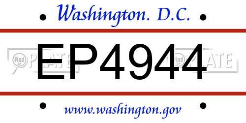 EP4944 District Of Columbia License Plate