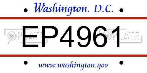 EP4961 District Of Columbia License Plate