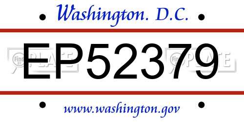 EP52379 District Of Columbia License Plate