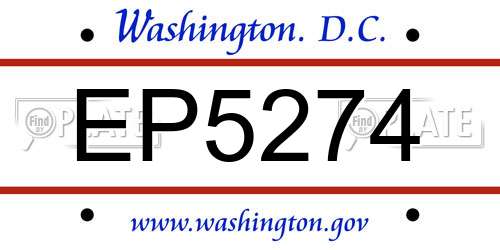 EP5274 District Of Columbia License Plate
