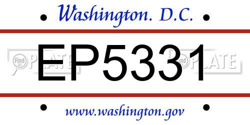 EP5331 District Of Columbia License Plate