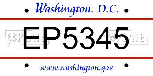 EP5345 District Of Columbia License Plate