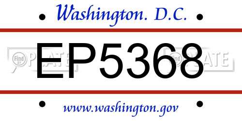 EP5368 District Of Columbia License Plate