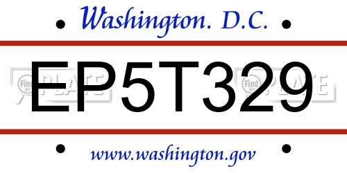 EP5T329 District Of Columbia License Plate