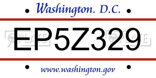 EP5Z329 District Of Columbia License Plate