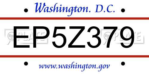 EP5Z379 District Of Columbia License Plate