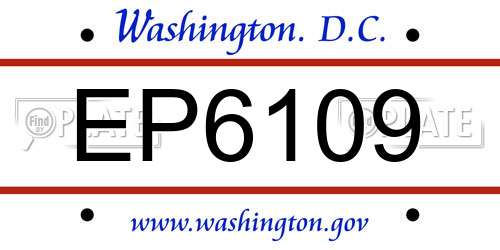 EP6109 District Of Columbia License Plate