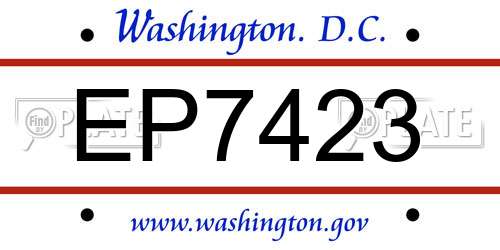 EP7423 District Of Columbia License Plate