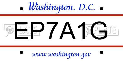 EP7A1G District Of Columbia License Plate