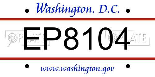 EP8104 District Of Columbia License Plate