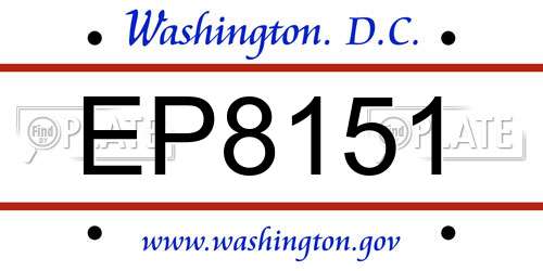EP8151 District Of Columbia License Plate