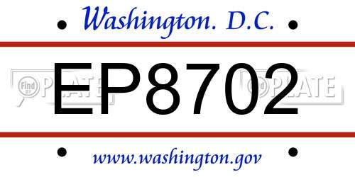 EP8702 District Of Columbia License Plate