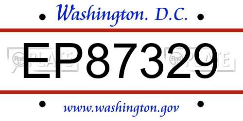 EP87329 District Of Columbia License Plate