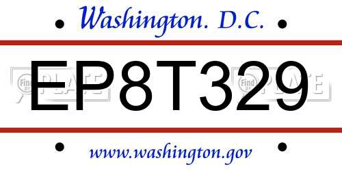 EP8T329 District Of Columbia License Plate